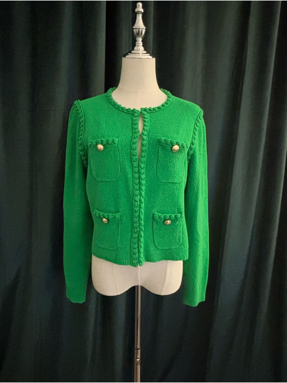 J.Crew Odette Sweater Lady Jacket in Kelly Cotton-blend Boucle